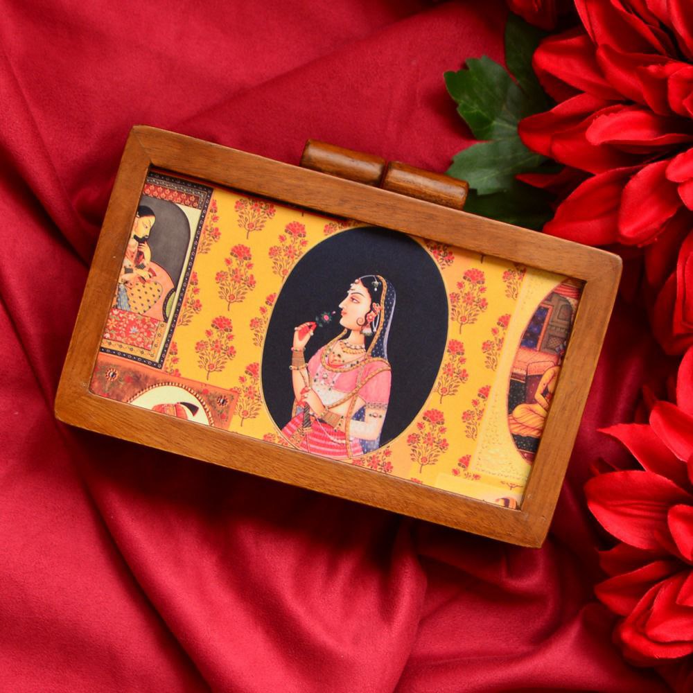 Anarkali Printed Wooden Clutches