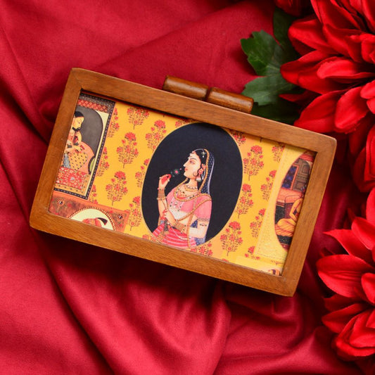Anarkali Printed Wooden Clutches