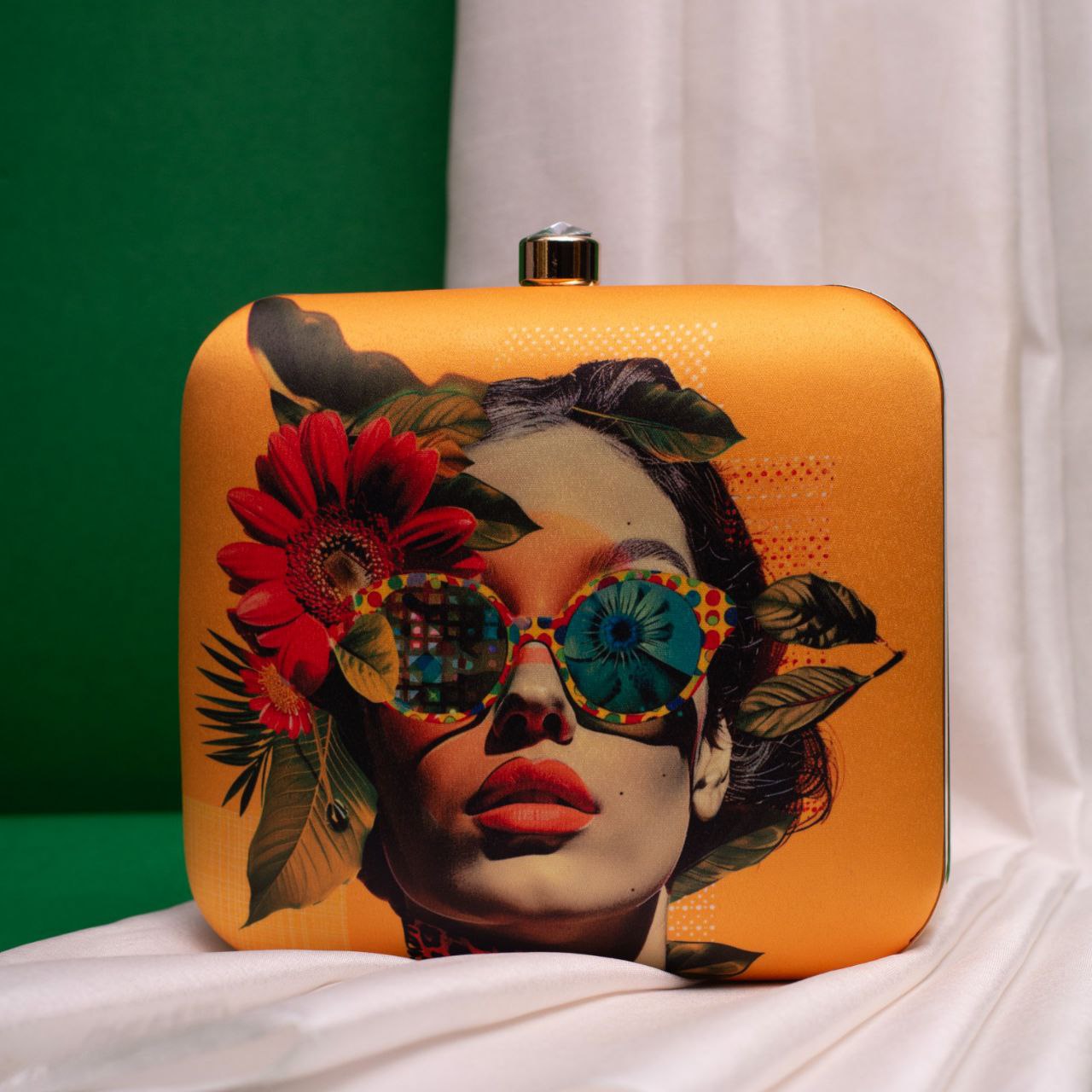 Art Printed Square Clutch Bag
